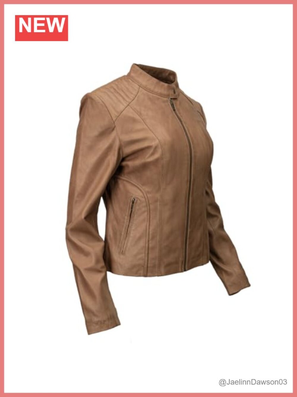 Women's Premium Leather Scuba Biker Jacket Mandarin Collar Zip Moto